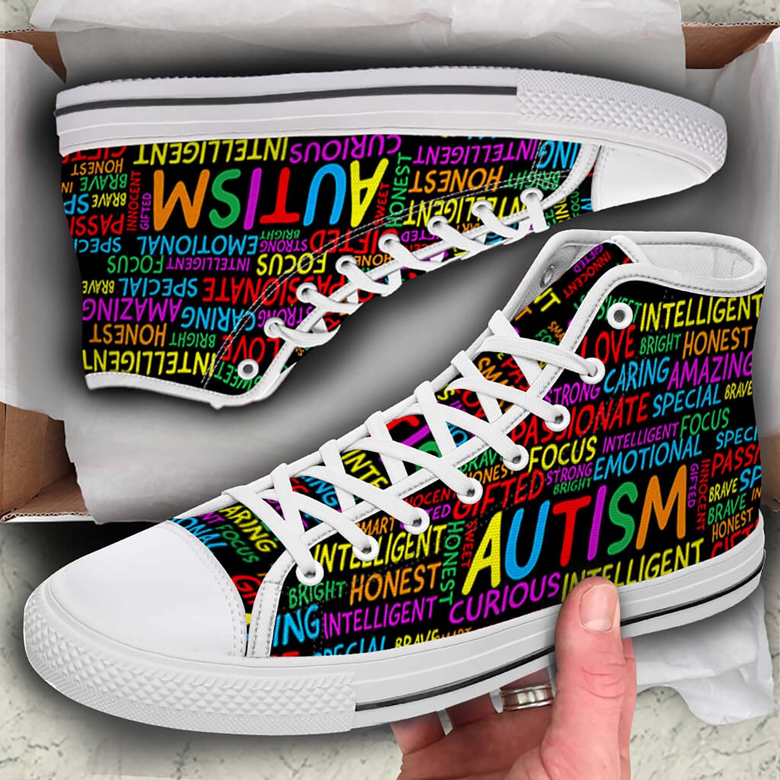 Autism Awareness High Top Shoes High Top Canvas Shoes High Top Etsy