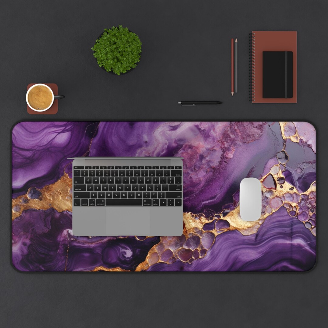 Purple Marble Effect Desk Mat Desk Mat Extend Gaming Mouse Pad Large ...