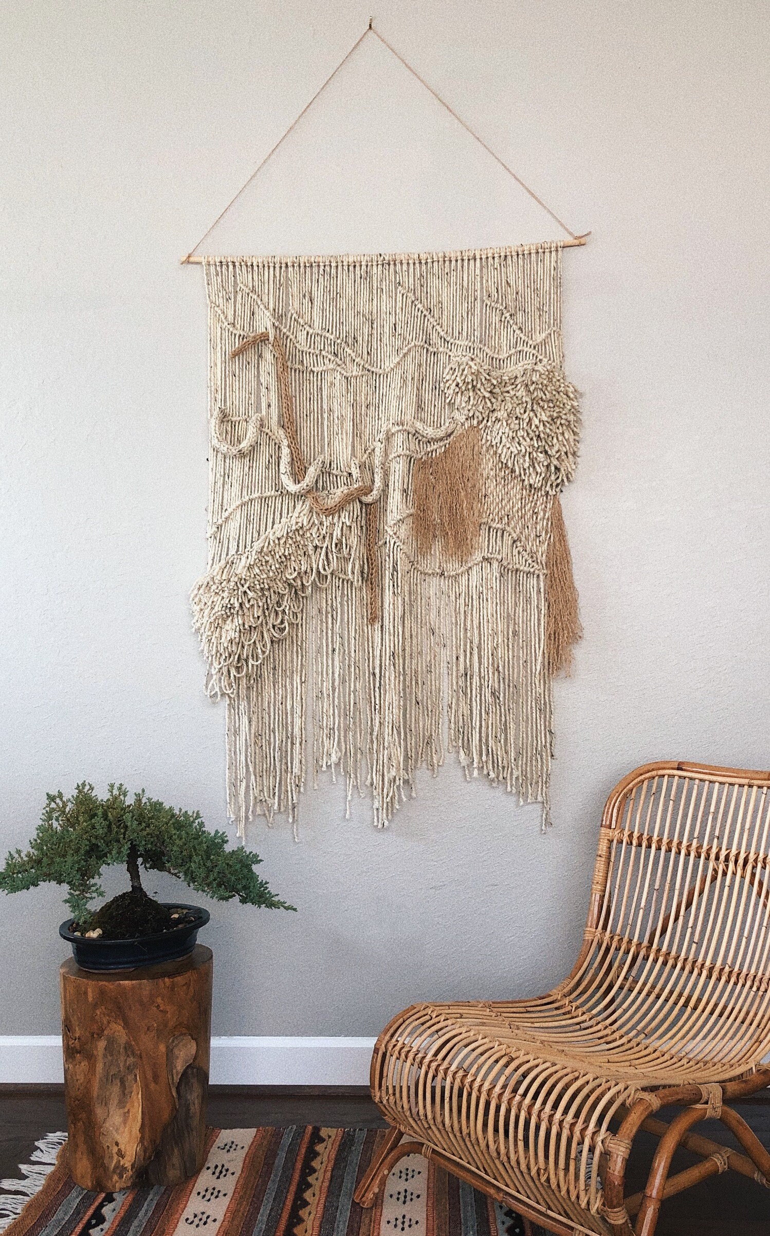 Large Bohemian Tapestry Wall Art Weaving Natural Fibers Etsy