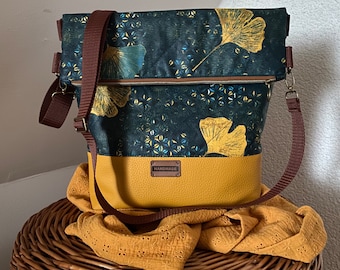 Schultertasche/ Foldover Umhängetasche „Springlove“/Ginkgo Blätter/Umhängetasche/ Tragetasche/ Crossbody/ handmade/wasserabweisend