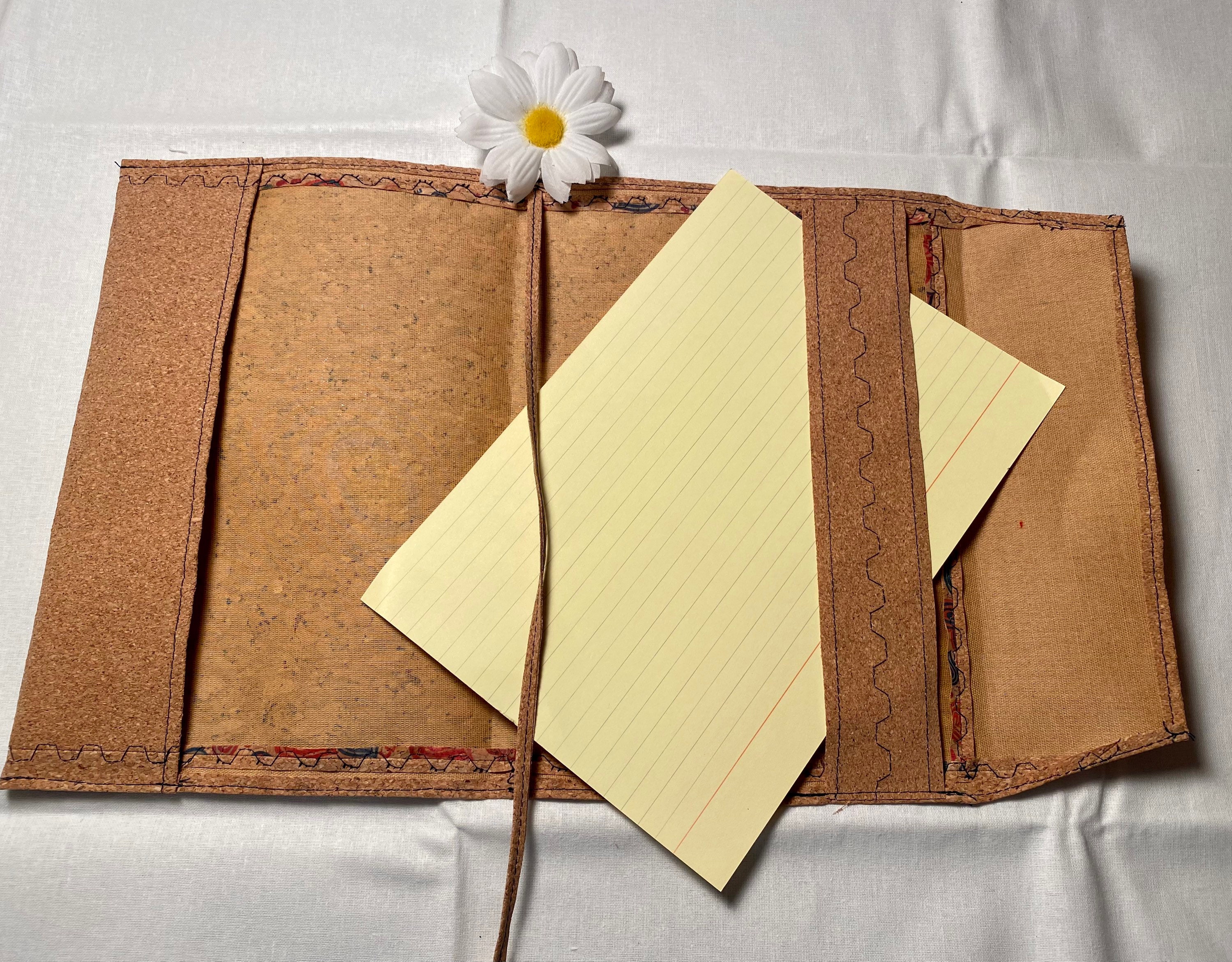 Book cover adjustable in cork with bookmark Etsy