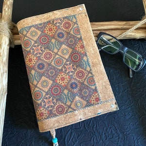 Book cover/ cork fabric/ with book corners/ lightweight/ protective cover/ vegan