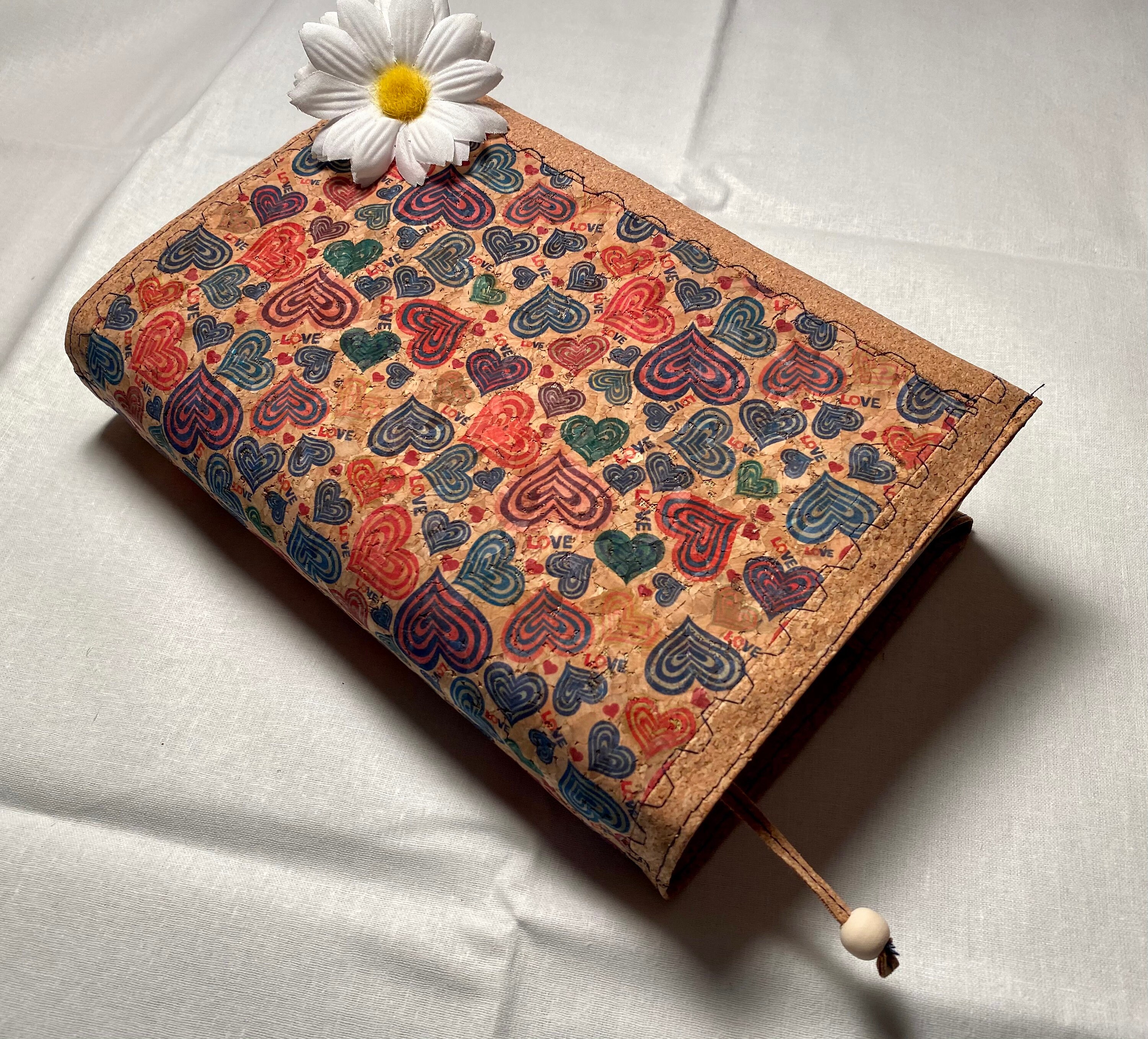 Book cover adjustable in cork with bookmark Etsy