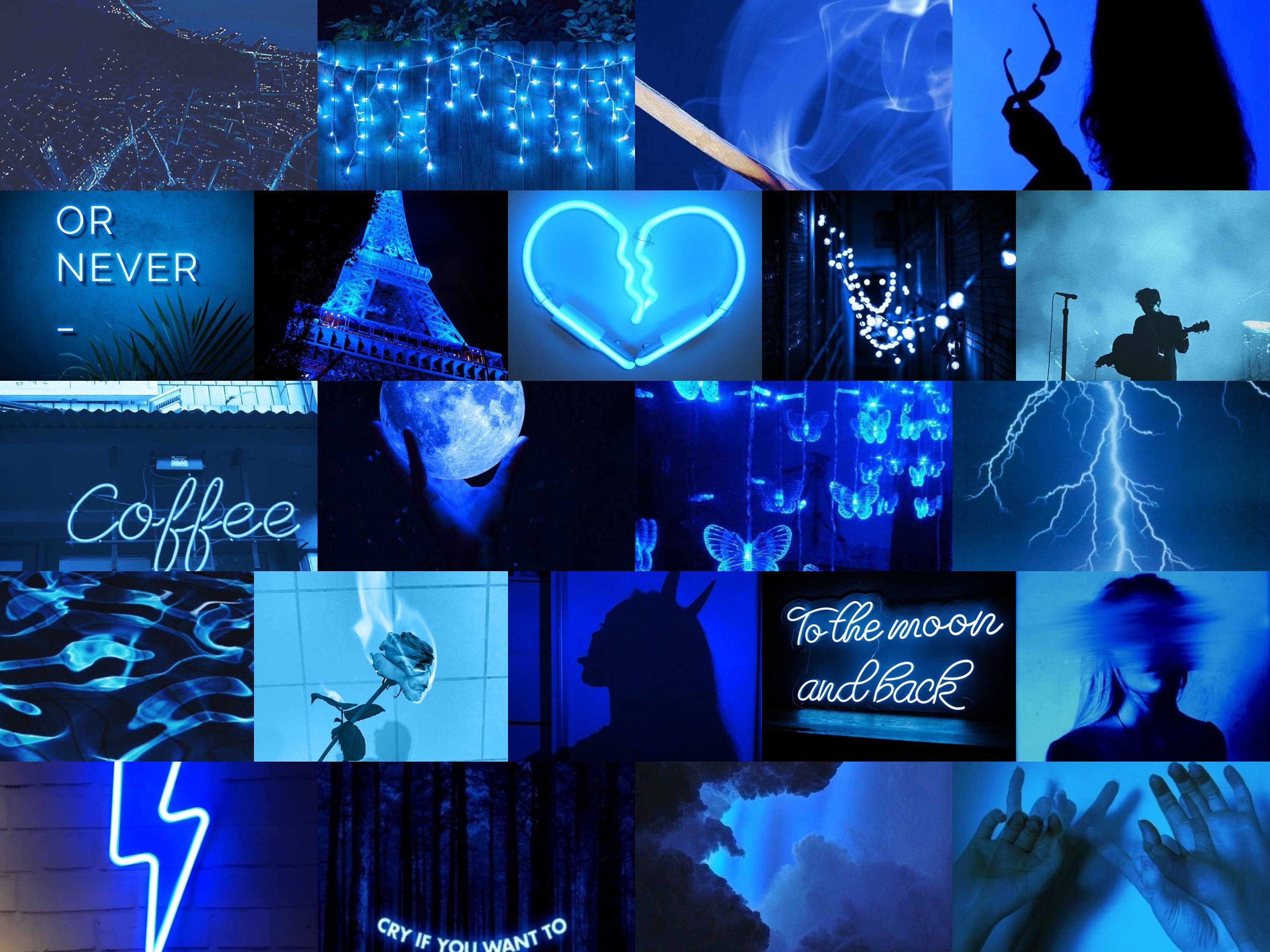 Aquarius zodiac aesthetic Power Color Bright neon blue | Etsy