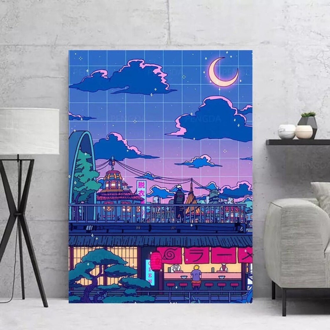 Japanese Art Canvas Japanese Night Canvas Canvas Etsy