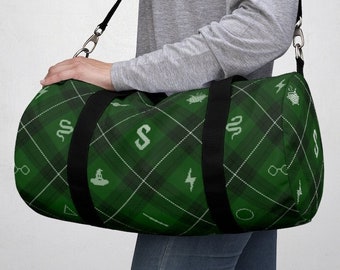 Duffel Bag - Green Magic House - Tartan Pattern - Clever and ambitious