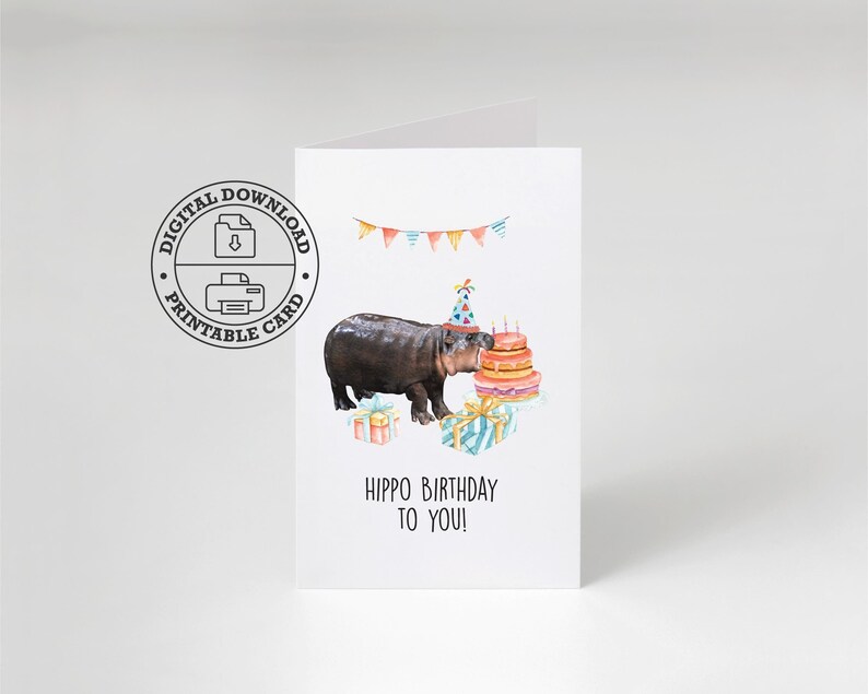 Hippo Birthday to You Cute Moo Deng Pygmy Thailand Hippo Digital