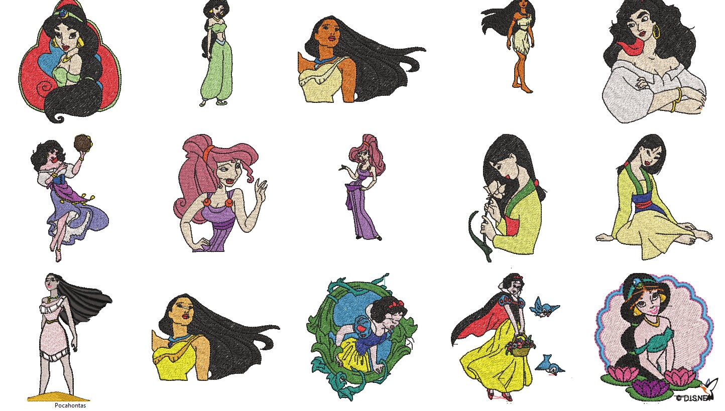 Disney Princess Embroidery Designs / Disney Machine Embroidery Etsy