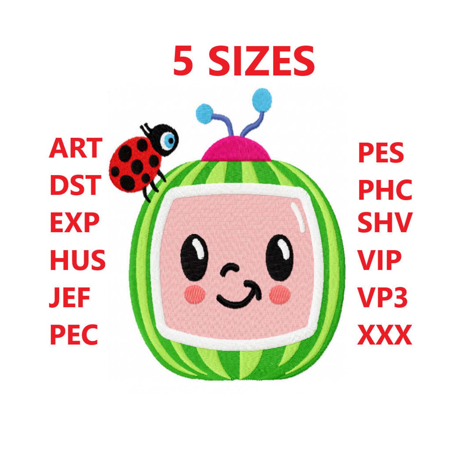 Cocomelon machine embroidery design  cocomelon with lady bug  etsy Cocomelon machine embroidery design  cocomelon with lady bug  etsy