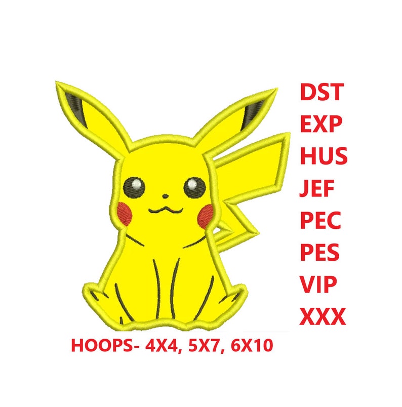 Pikachu embroidery applique design patterns pokemon embroidery  etsy Pikachu embroidery applique design patterns pokemon embroidery  etsy