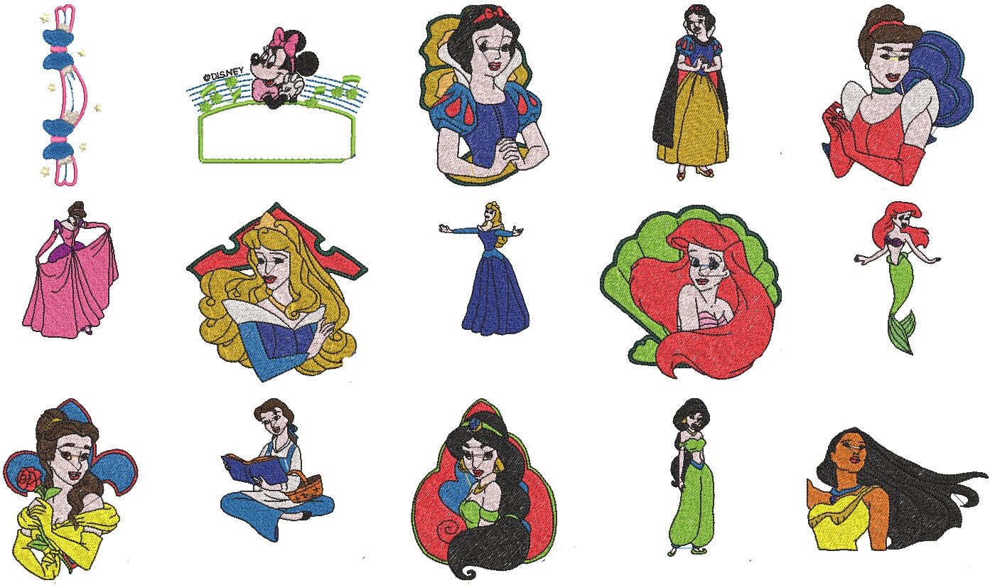 Disney Princess Embroidery Designs / Disney Machine Embroidery Etsy