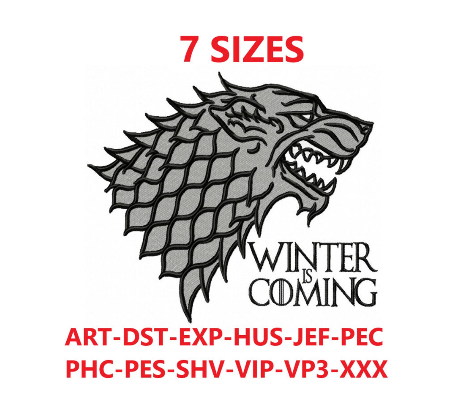 Game of Thrones Embroidery Design Winter is Coming House Etsy