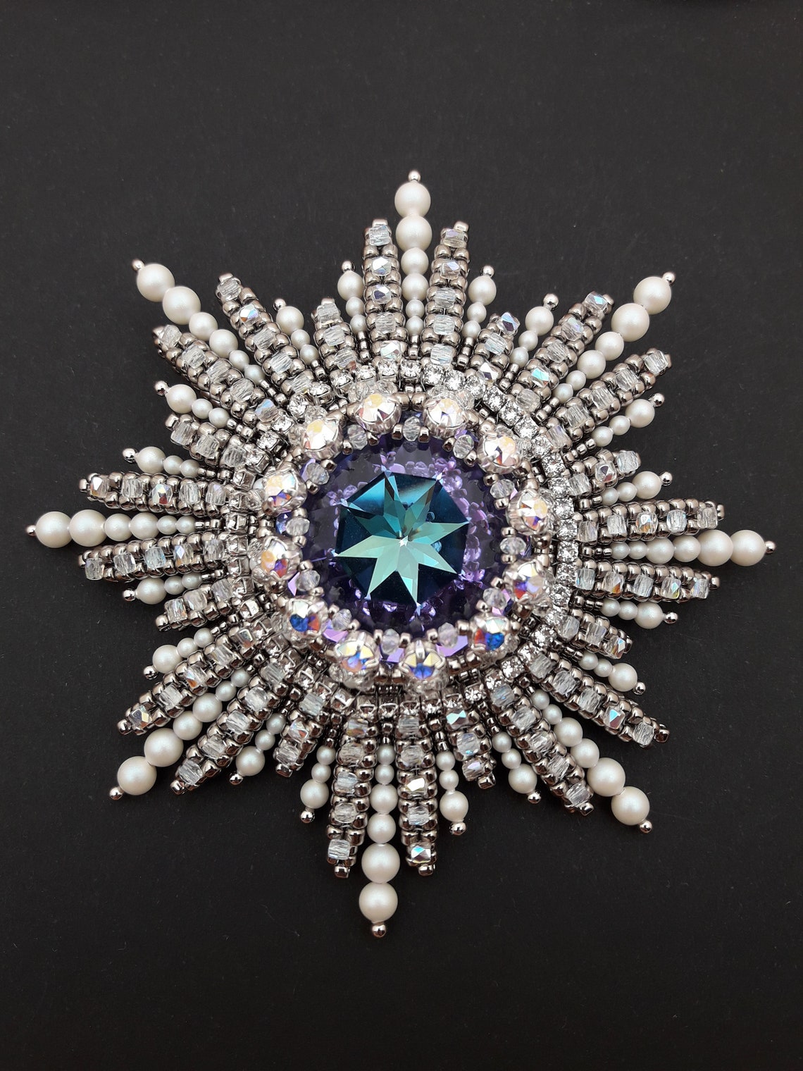 Beaded brooch Star brooch Royal brooch Gift for mom Beaded Etsy