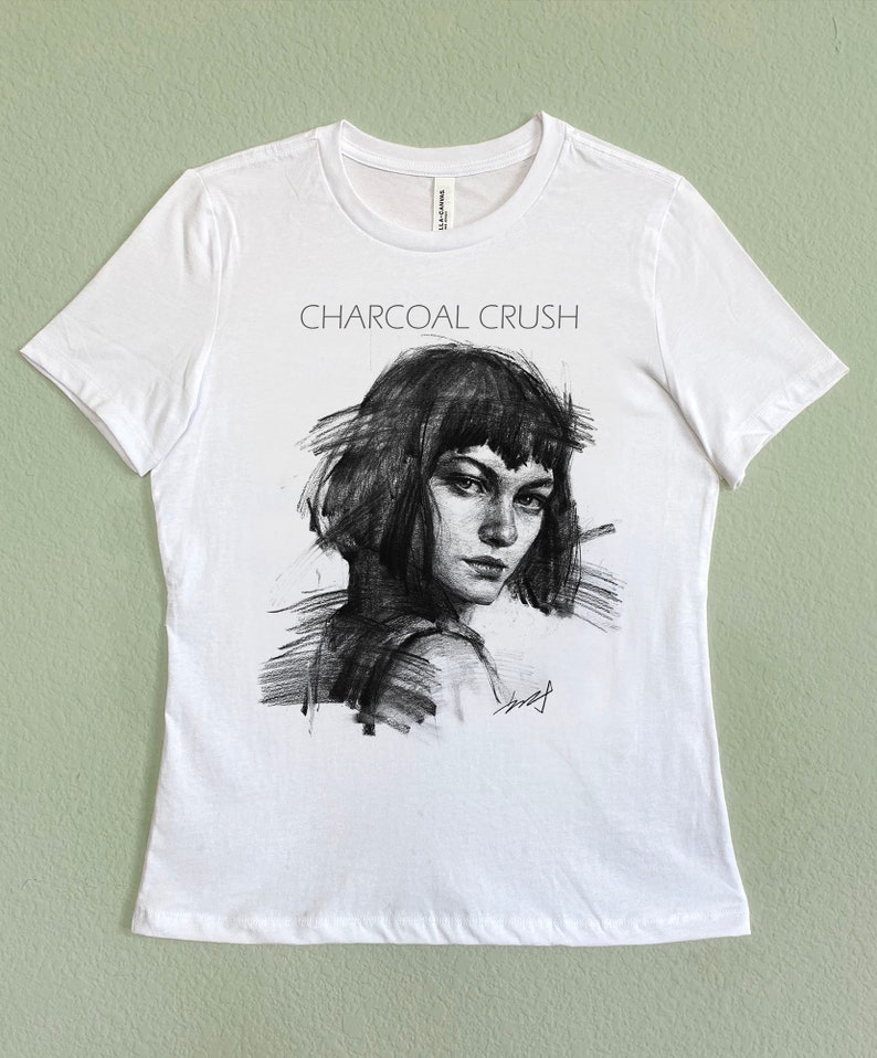 Charcoal drawing Tee shirt Hand Drawing T-shirt Black /& White Tee Charcoal Crush: Unisex T-Shirt Artist\u2019s Tee Portrait Tee Women Tee