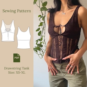 Drawstring Tank Top Sewing Pattern PDF XS-XL