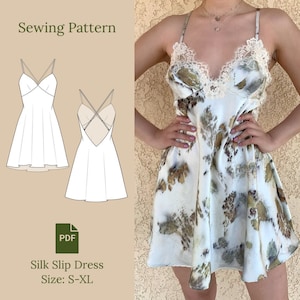 Silk Slip Dress Sewing Pattern PDF S-XL