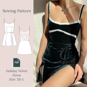 Holiday Velvet Dress Sewing Pattern PDF XS-L