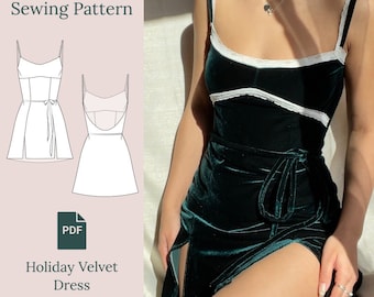 Holiday Velvet Dress Sewing Pattern PDF XS-L
