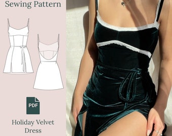 Holiday Velvet Dress Sewing Pattern PDF XS-L