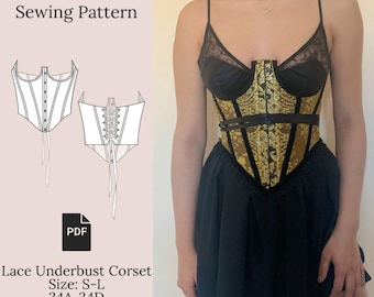 Lace Underbust Sewing Pattern PDF 34A-34D