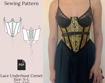 Lace Underbust Sewing Pattern PDF 34A-34D