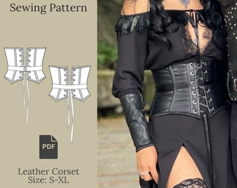 Patron de couture Corset en cuir PDF S-XL