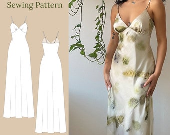 Silk Prom Dress Sewing Pattern PDF XS-XL