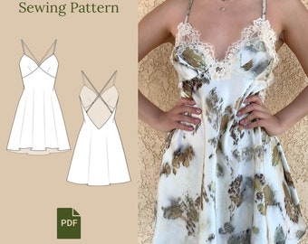 Silk Slip Dress Sewing Pattern PDF S-XL