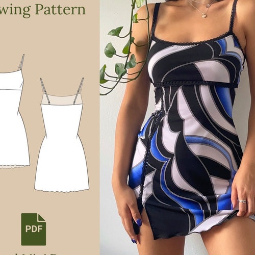 Fitted Mini Dress Sewing Pattern PDF SXL Etsy