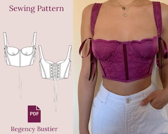 Regency Bustier Top Sewing Pattern PDF 34B, 32C