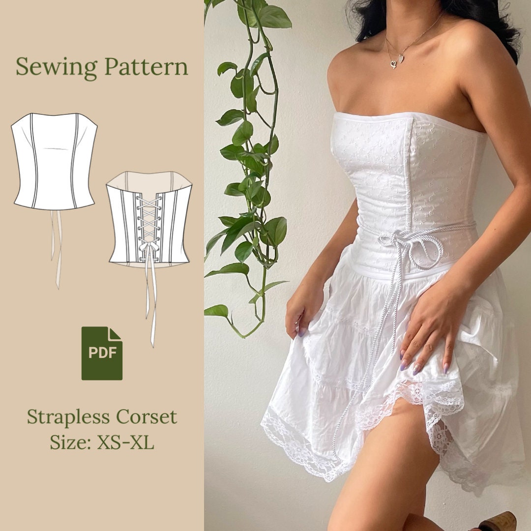 Strapless Corset Sewing Pattern PDF XS-XL 