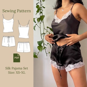 Silk Pajama Set Sewing Pattern PDF XS-XL