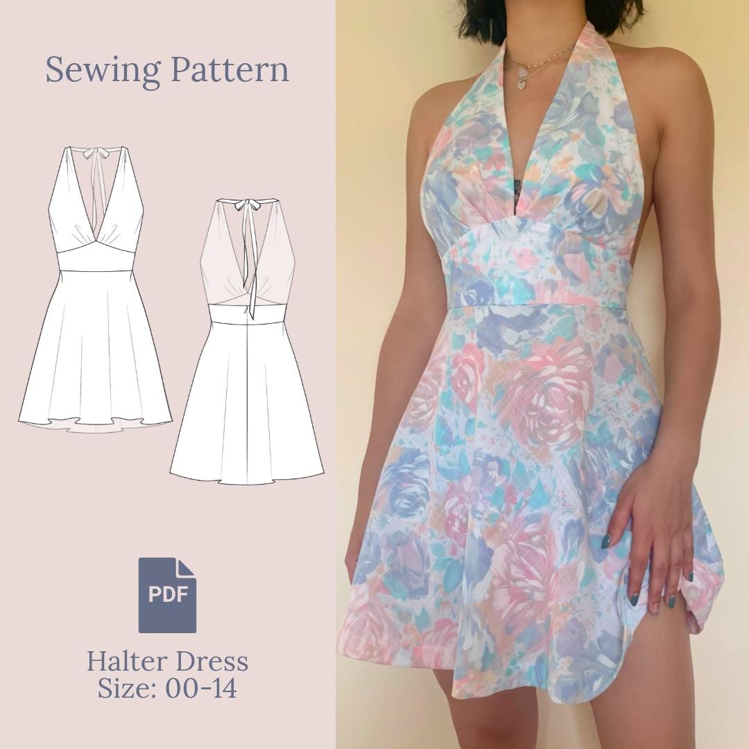Halter Dress Sewing Pattern PDF 00-14 - Etsy