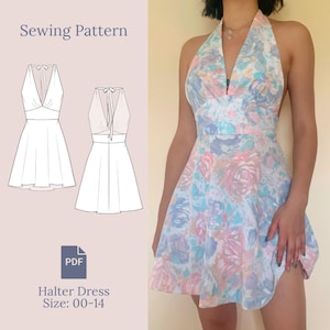 Schnittmuster Neckholder Kleid PDF 00-14