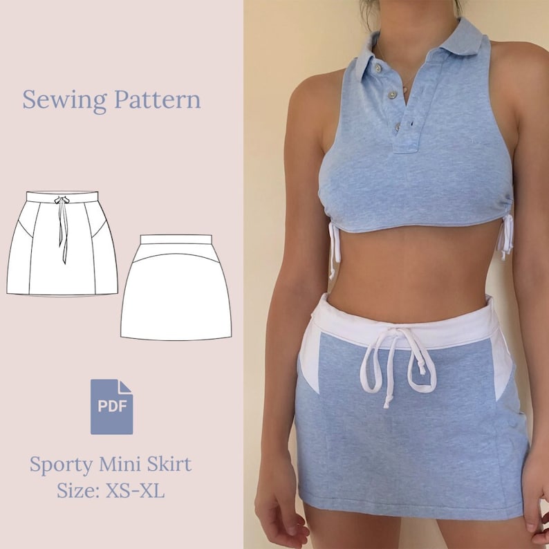 Sporty Skirt Sewing Pattern PDF XS-XL image 1