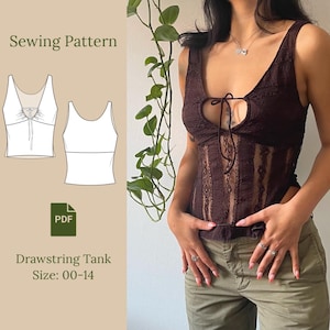 Drawstring Tank Top Sewing Pattern PDF 00-14