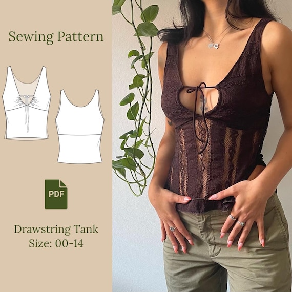 Drawstring Tank Top Sewing Pattern PDF 00-14 - Etsy Drawstring Tank Top Sewing Pattern PDF 00-14 - Etsy