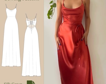 Silk Gown Sewing Pattern PDF 00-14