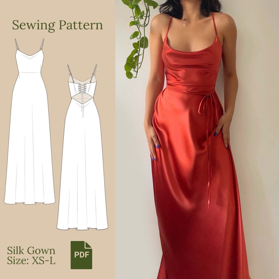 Silk Gown Sewing Pattern PDF S-XL - Etsy