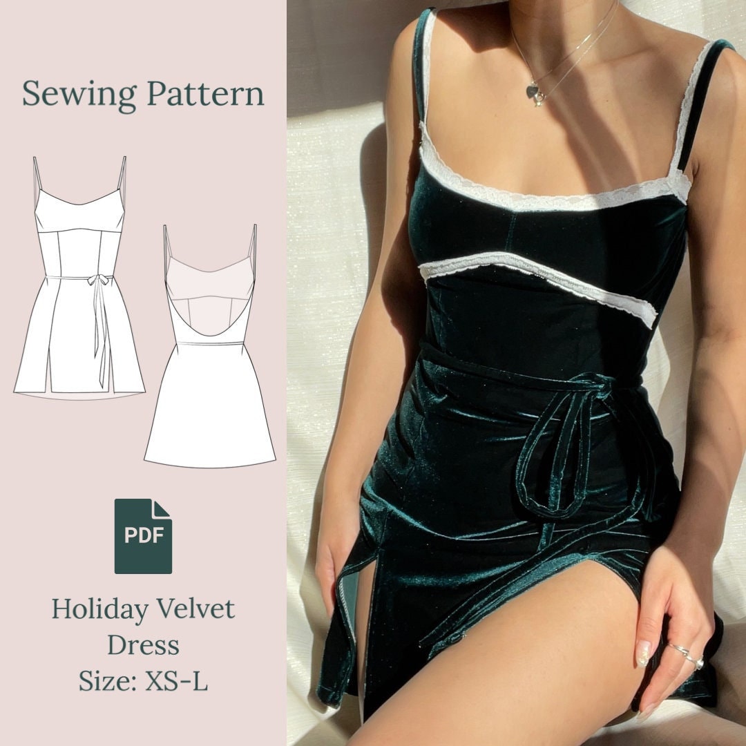 Holiday Samt Kleid Schnittmuster PDF XS-L
