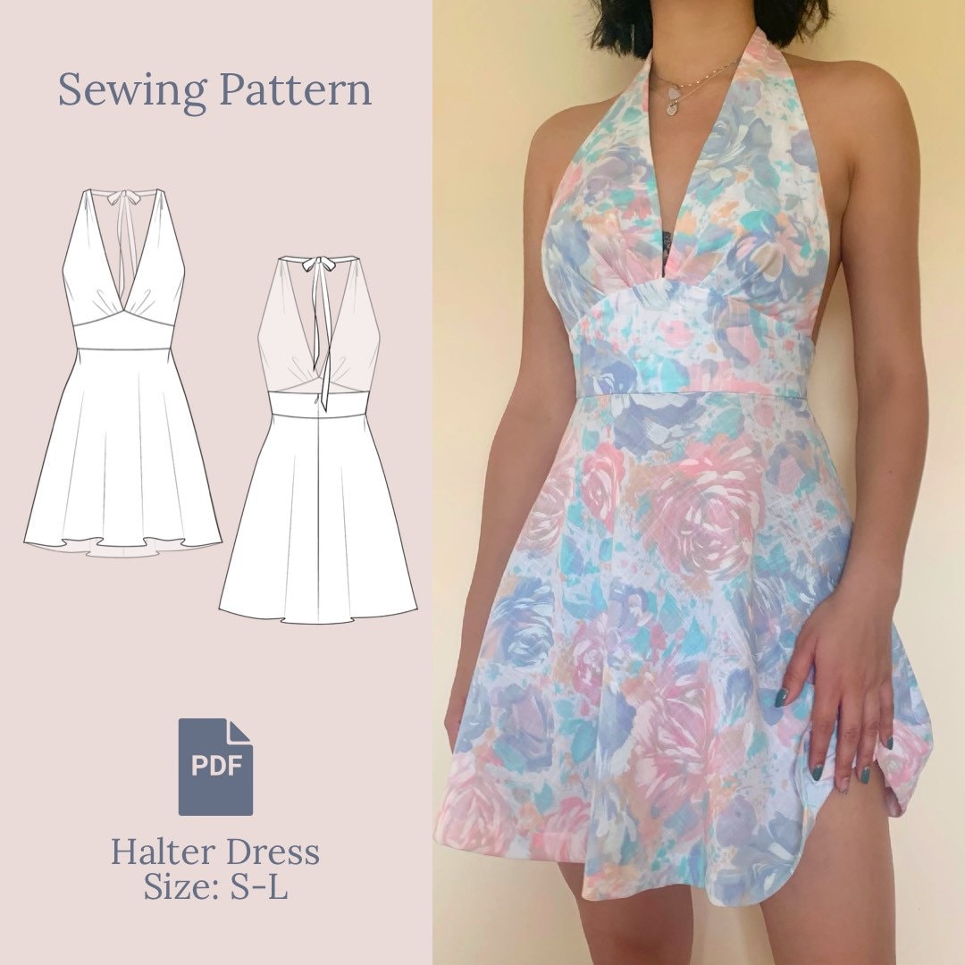 Halter Dress Sewing Pattern PDF S-L 