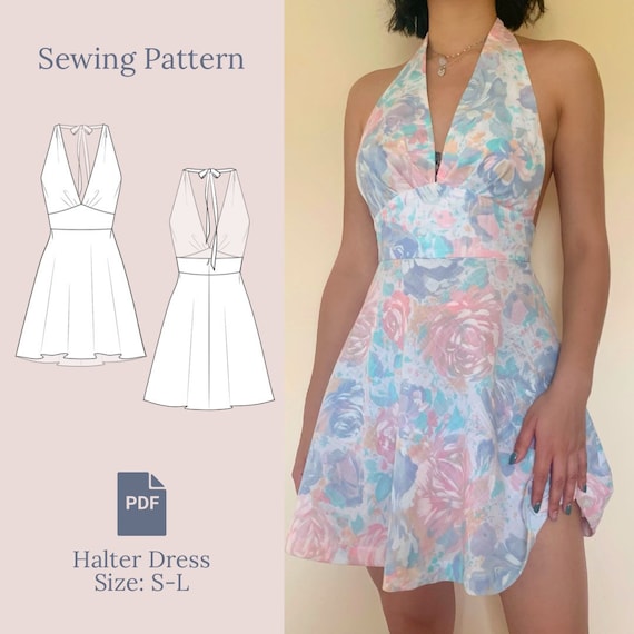 Halter Dress Sewing Pattern PDF S-L - Etsy