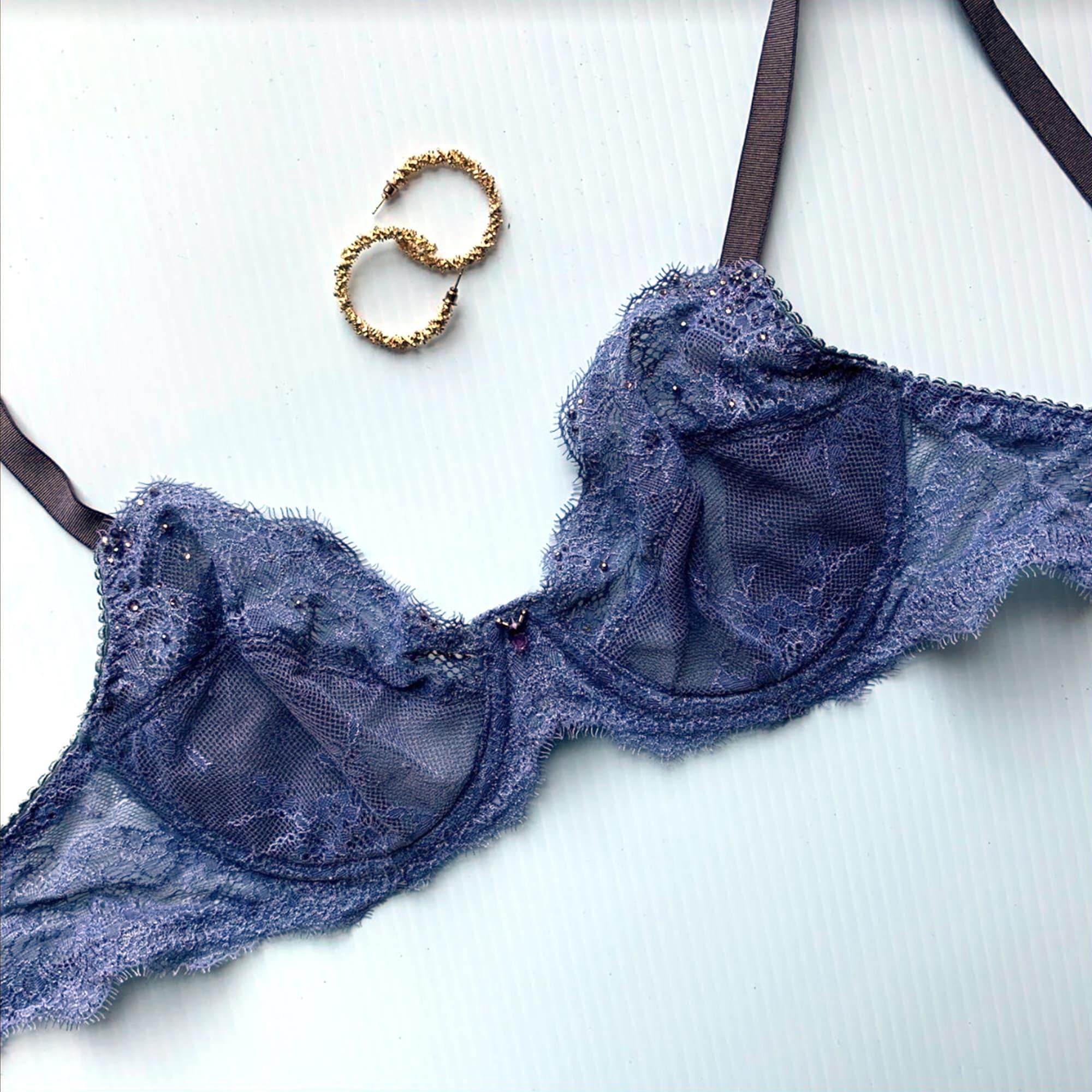 Amethyst Grey Eyelash Lace Bra - Etsy