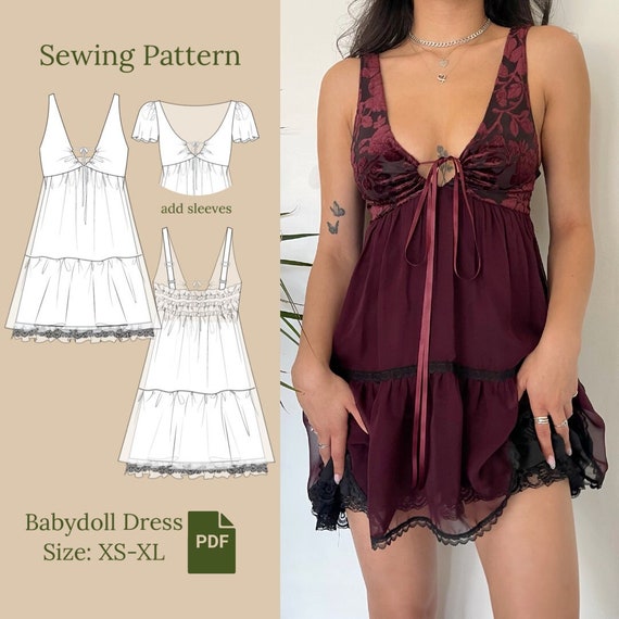 Buy Babydoll Dress Sewing Pattern PDF XS-XL Online in India 