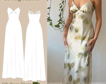 Silk Prom Dress Sewing Pattern PDF 00-14