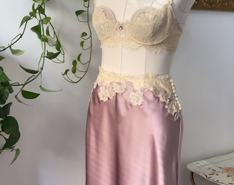 Lace Bra & Silk Skirt Set