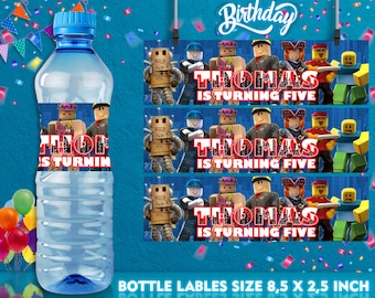 Roblox Bottle Labels Etsy - printable roblox party robux water bottle label template etsy