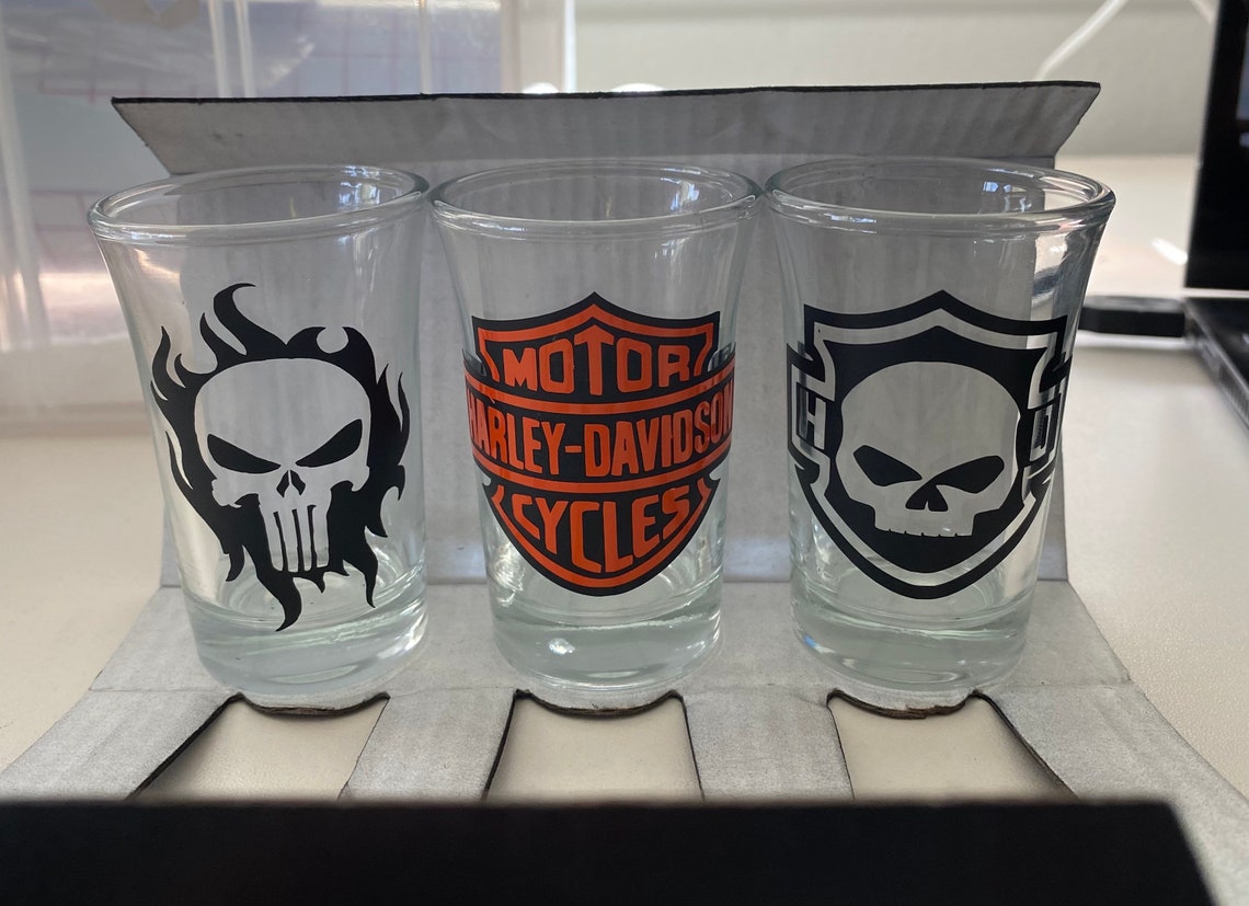 harley davidson drinking glass set