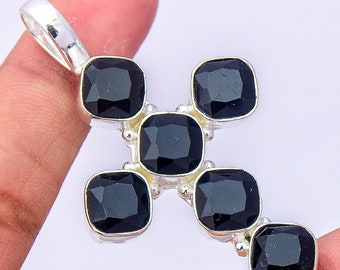 De Luxe Vintage Rock Style Black Topaz Gems Noir Plaqué Or Double Ring SZ 6-10 