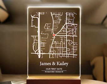 Anniversary Gifts, Where it all began, Where We Met Map, Custom Map Print, Gift For Him and Her, Light Up Map Gift, PLG10